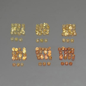 カラットの天然イエローオレンジサファイア（1.36 mm・ラウンドカット）