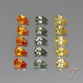 3.88カラットの天然マルチカラーサファイア（4.9×3 mm・洋梨の形）