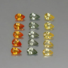 3.58カラットの天然マルチカラーサファイア（4.9×3.1 mm・洋梨の形）
