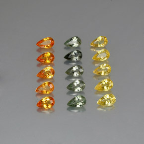 4.20カラットの天然マルチカラーサファイア（4.9×3.1 mm・洋梨の形）