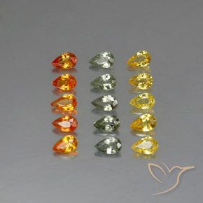 4.05カラットの天然マルチカラーサファイア（4.9×3 mm・洋梨の形）