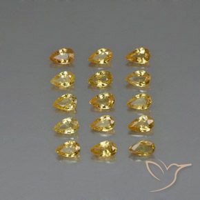 4.27カラットの天然ミディアムゴールデンサファイア（4.8×3.2 mm・洋梨の形）