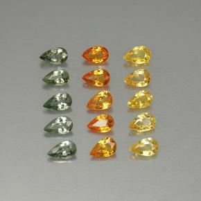 3.72カラットの天然マルチカラーサファイア（5.1×3 mm・洋梨の形）