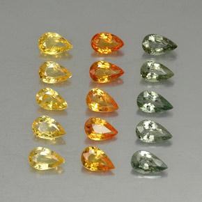 3.72カラットの天然マルチカラーサファイア（5.1×3 mm・洋梨の形）