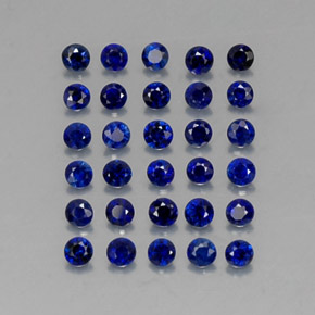 カラットの天然ディープブルーサファイア（2.00 mm・ラウンドカット）
