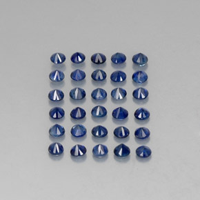 カラットの天然ディープブルーサファイア（2.02 mm・ラウンドカット）