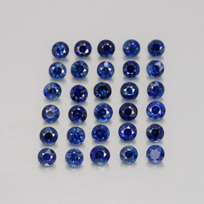 カラットの天然ディープブルーサファイア（2.00 mm・ラウンドカット）