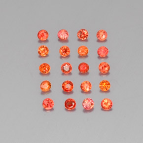 カラットの天然オレンジサファイア（2.16 mm・ラウンドカット）