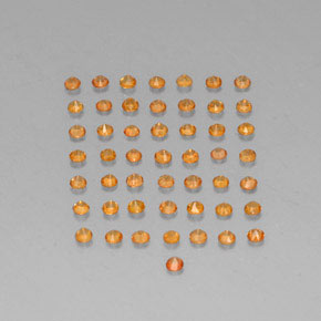 カラットの天然イエローオレンジサファイア（1.78 mm・ラウンドカット）