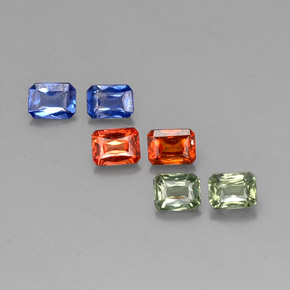 カラットの天然マルチカラーサファイア（4×3.1 mm・エメラルドカット）