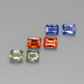 カラットの天然マルチカラーサファイア（4×3.1 mm・エメラルドカット）