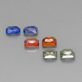 カラットの天然マルチカラーサファイア（4×3.1 mm・エメラルドカット）