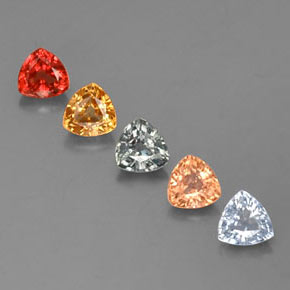 カラットの天然マルチカラーサファイア（4.1×4 mm・トリリアント）