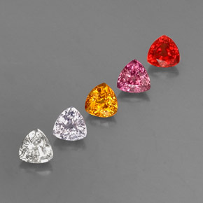 1.87カラットの天然マルチカラーサファイア（4.2×4.1 mm・トリリアント）