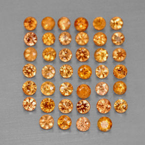カラットの天然オレンジサファイア（1.73 mm・ラウンドカット）