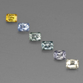 カラットの天然マルチカラーサファイア（4×3 mm・エメラルドカット）