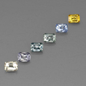 カラットの天然マルチカラーサファイア（4×3 mm・エメラルドカット）