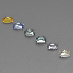 カラットの天然マルチカラーサファイア（4×3 mm・エメラルドカット）