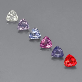 1.80カラットの天然マルチカラーサファイア（4.1×4.1 mm・トリリアント）