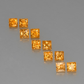 1.99カラットの天然ミディアムオレンジサファイア（3×3 mm・四角）