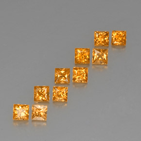 1.99カラットの天然ミディアムオレンジサファイア（3×3 mm・四角）