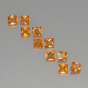 1.76カラットの天然ミディアムオレンジサファイア（3.1×3 mm・四角）