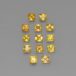 カラットの天然ゴールデンイエローサファイア（2.8×2.8 mm・四角）