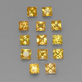 カラットの天然ゴールデンイエローサファイア（2.8×2.8 mm・四角）