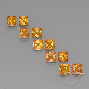 1.96カラットの天然鮮やかなオレンジサファイア（3.1×3 mm・四角）