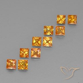 1.96カラットの天然鮮やかなオレンジサファイア（3.1×3 mm・四角）