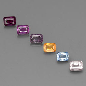 カラットの天然マルチカラーサファイア（4.1×3 mm・エメラルドカット）