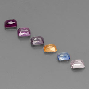 カラットの天然マルチカラーサファイア（4.1×3 mm・エメラルドカット）