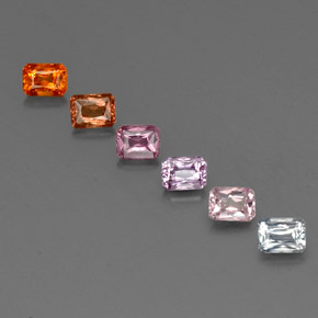 1.77カラットの天然マルチカラーサファイア（4×3 mm・エメラルドカット）