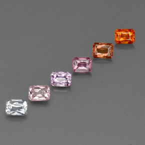 1.77カラットの天然マルチカラーサファイア（4×3 mm・エメラルドカット）