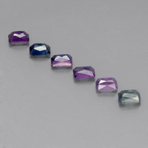 カラットの天然マルチカラーサファイア（4.1×3 mm・エメラルドカット）