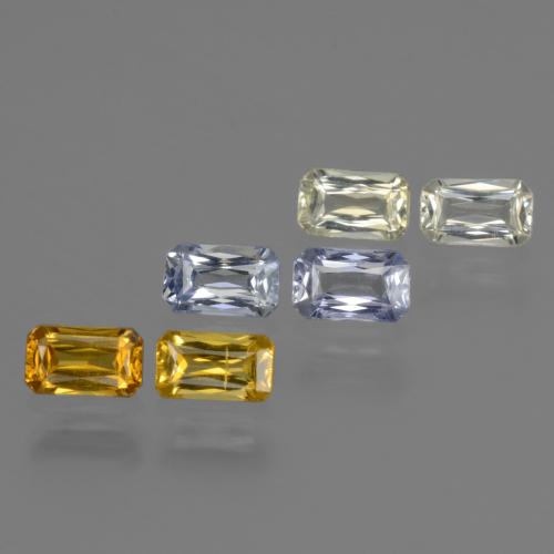 1.98カラットの天然マルチカラーサファイア（5×3 mm・エメラルドカット）