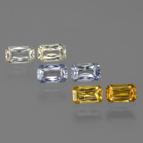 1.98カラットの天然マルチカラーサファイア（5×3 mm・エメラルドカット）
