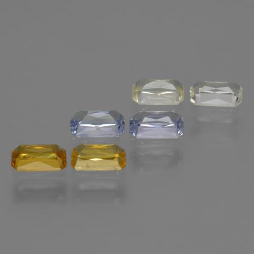 1.98カラットの天然マルチカラーサファイア（5×3 mm・エメラルドカット）