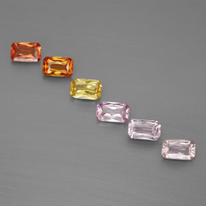 カラットの天然マルチカラーサファイア（4.9×3 mm・エメラルドカット）