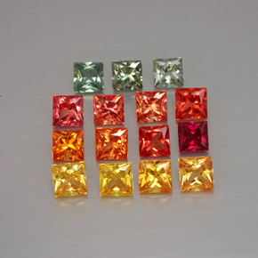 カラットの天然マルチカラーサファイア（3.4×3.3 mm・四角）