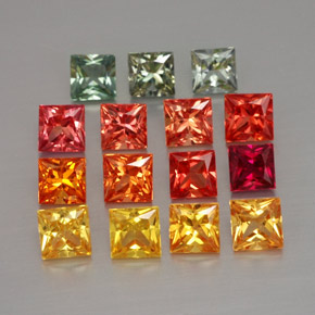 カラットの天然マルチカラーサファイア（3.4×3.3 mm・四角）