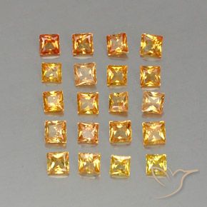 2.50カラットの天然Apricot Orange サファイア（2.6×2.6 mm・四角）