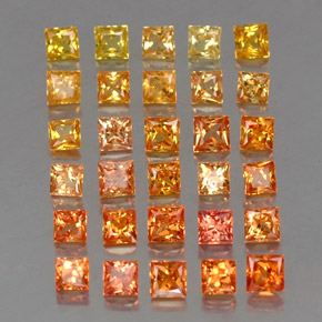 4.19カラットの天然イエローオレンジサファイア（2.8×2.8 mm・四角）