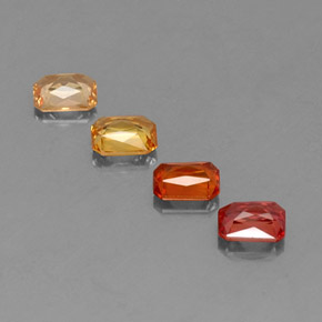 2.17カラットの天然マルチカラーサファイア（5×4.1 mm・エメラルドカット）