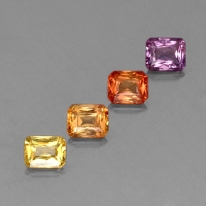 2.22カラットの天然マルチカラーサファイア（4.9×4 mm・エメラルドカット）