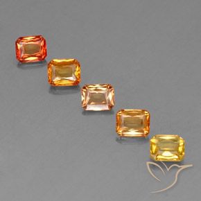2.88カラットの天然鮮やかなオレンジサファイア（5×4 mm・エメラルドカット）