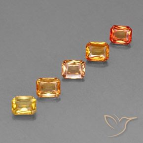 2.88カラットの天然鮮やかなオレンジサファイア（5×4 mm・エメラルドカット）