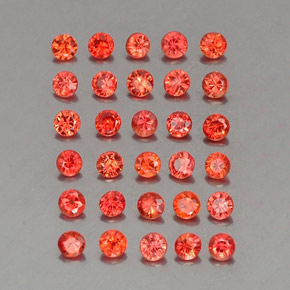 カラットの天然レッドオレンジサファイア（2.29 mm・ラウンドカット）
