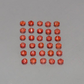 カラットの天然レッドオレンジサファイア（2.29 mm・ラウンドカット）