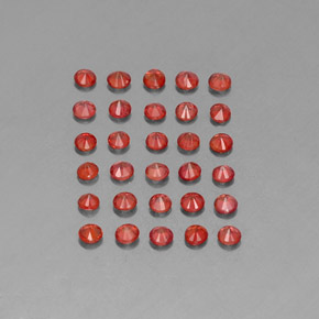 カラットの天然レッドオレンジサファイア（2.54 mm・ラウンドカット）